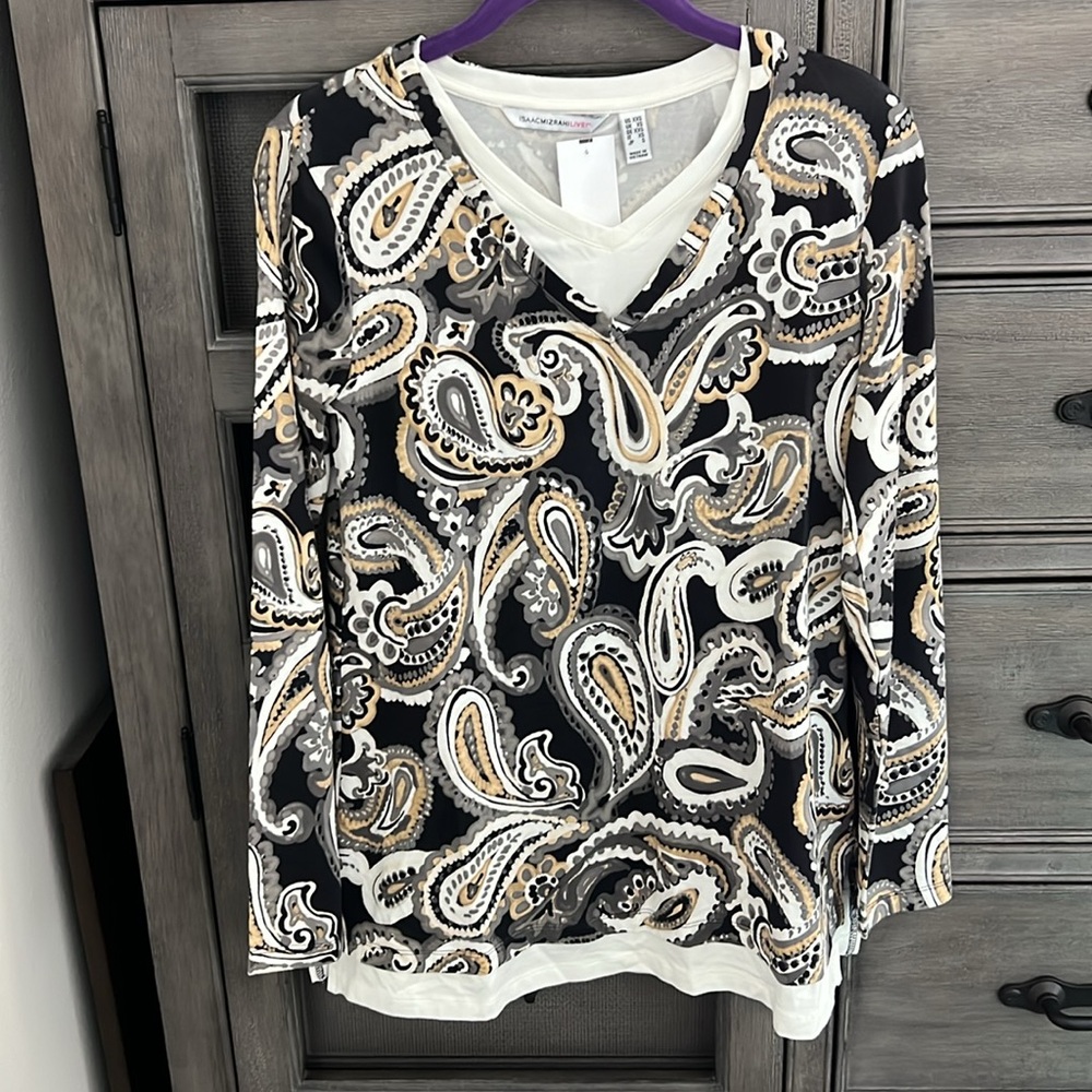 Isaac Mizrahi Live! Paisley Printed Layered Knit Top
